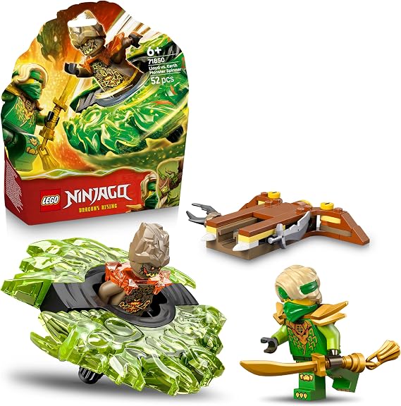 LEGO NINJAGO Lloyd vs. Earth Monster Spinner - Ninja Toy with Launcher Battle Spinner and 2 Mini Figures for Boys and Girls - Gift for Children from 6 Years - 71850
