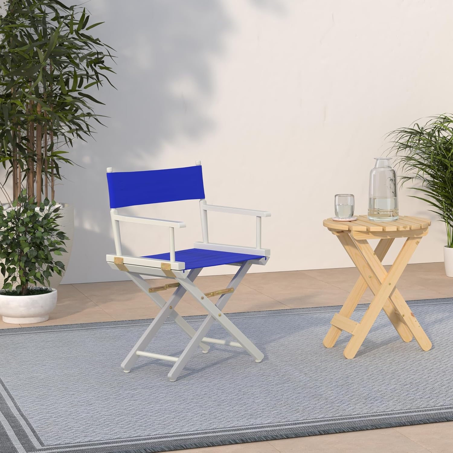 Casual Home 18" Director's Chair White Frame with Royal Blue Canvas