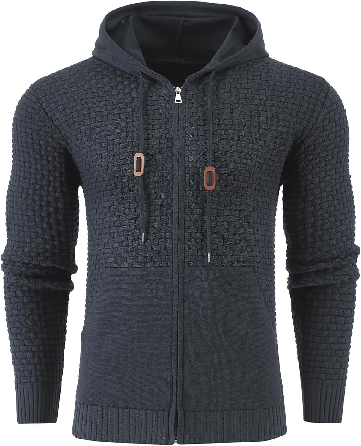 Zaitun Men's Full Zip Up Hooded Cardigan Sweater with Pockets