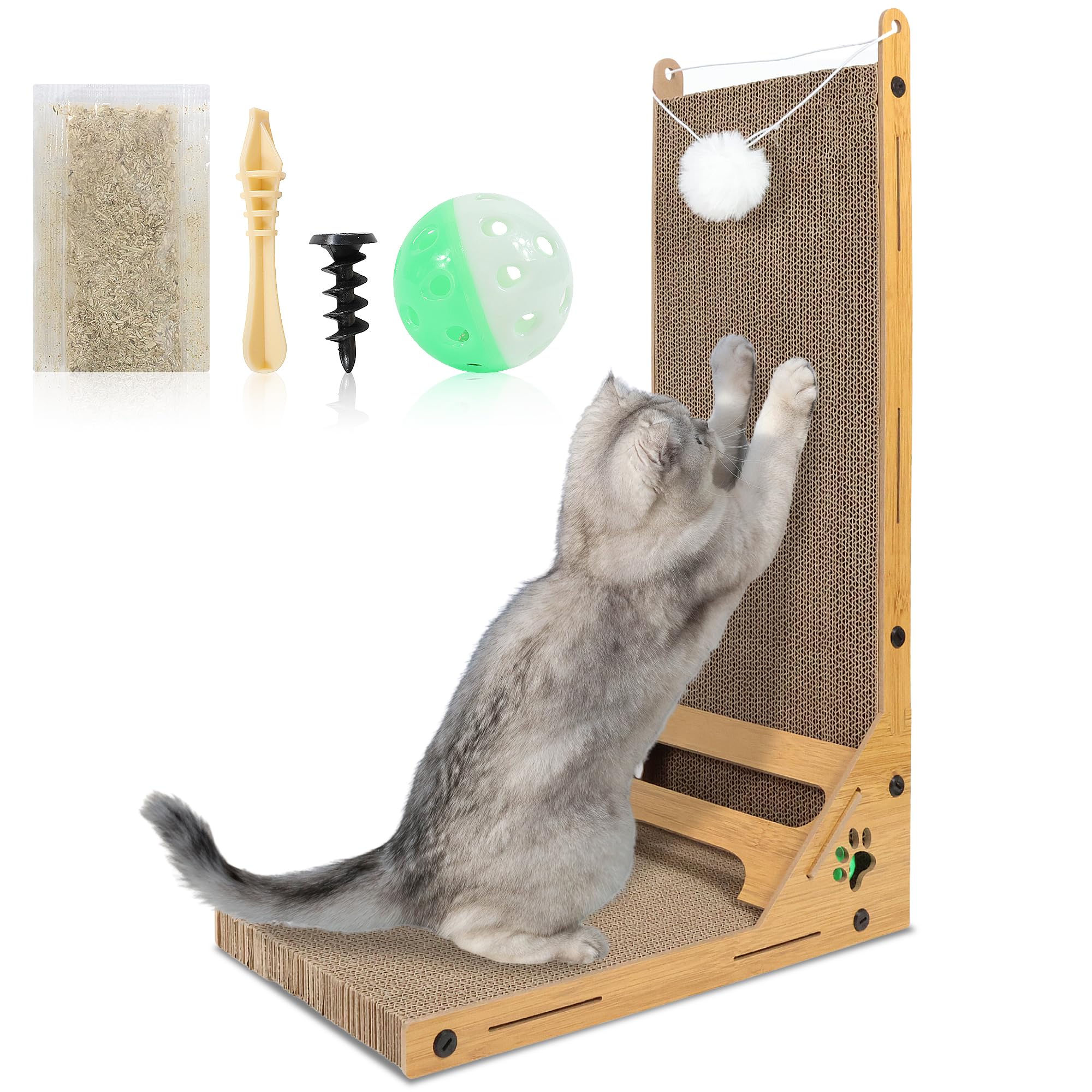 Rascador para Gatos en Forma de L con Juguete de Bola - Rascador de Gatos - Rascador para Gatos Grandes, medianos y pequeños 24cmx40cmx60cm