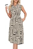 ABMOIU Women's Summer Button Down Shirt Dress Casual Sleeveless Tie Waist Midi Dresses with Pockets