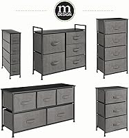 Vista 7 de mDesign Cajonera en torre con 4 cajones. Resistente estructura de metal. Parte superior de madera, cajones de tela fáciles de abrir. Cómoda con 4