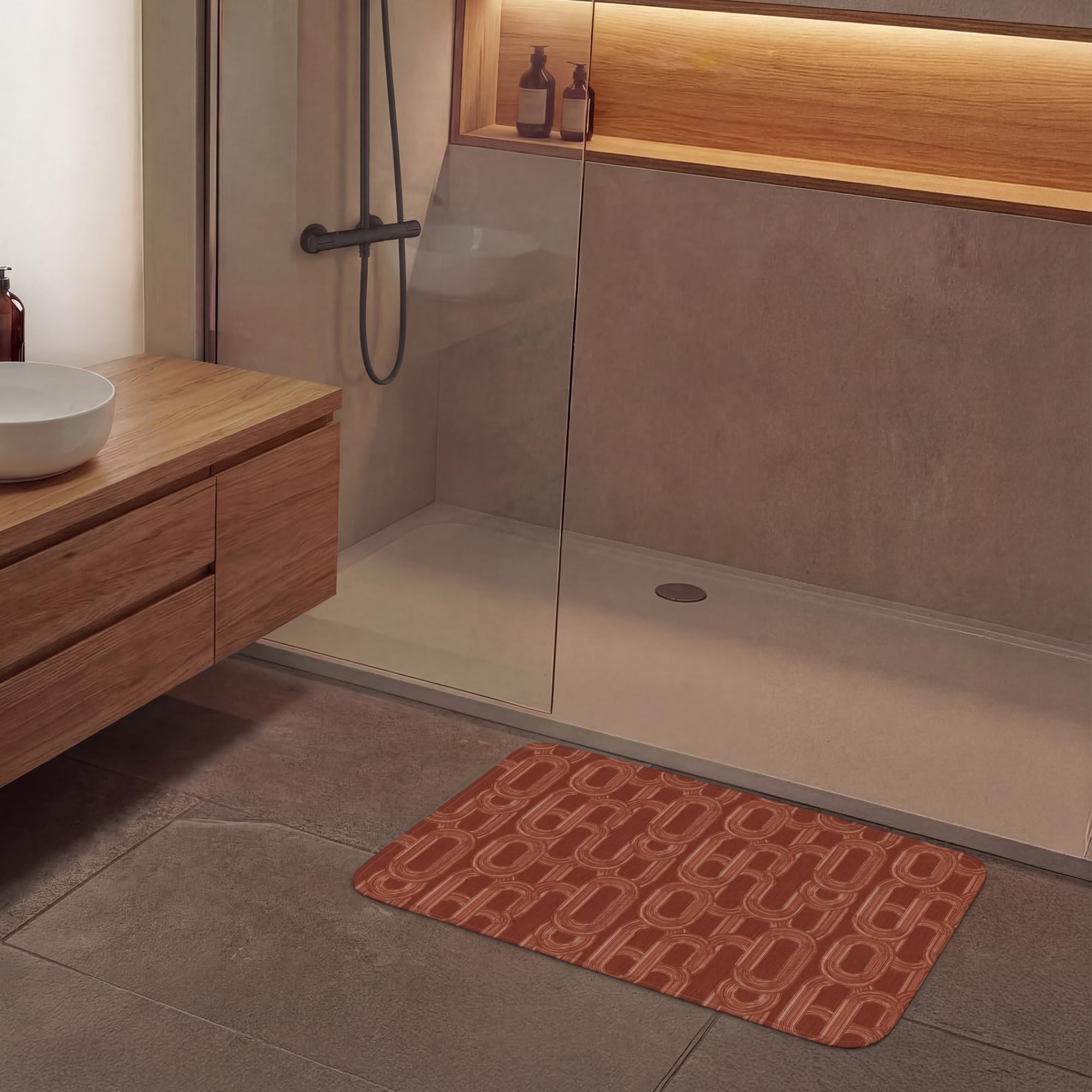 Alfombras Baño Rectangular 90x60 cm Alfombra Ducha Lavable Tapete Bath Mat Non Slip Antideslizante Bathroom Decoracion Shower Abstracto - Textura - Marrón