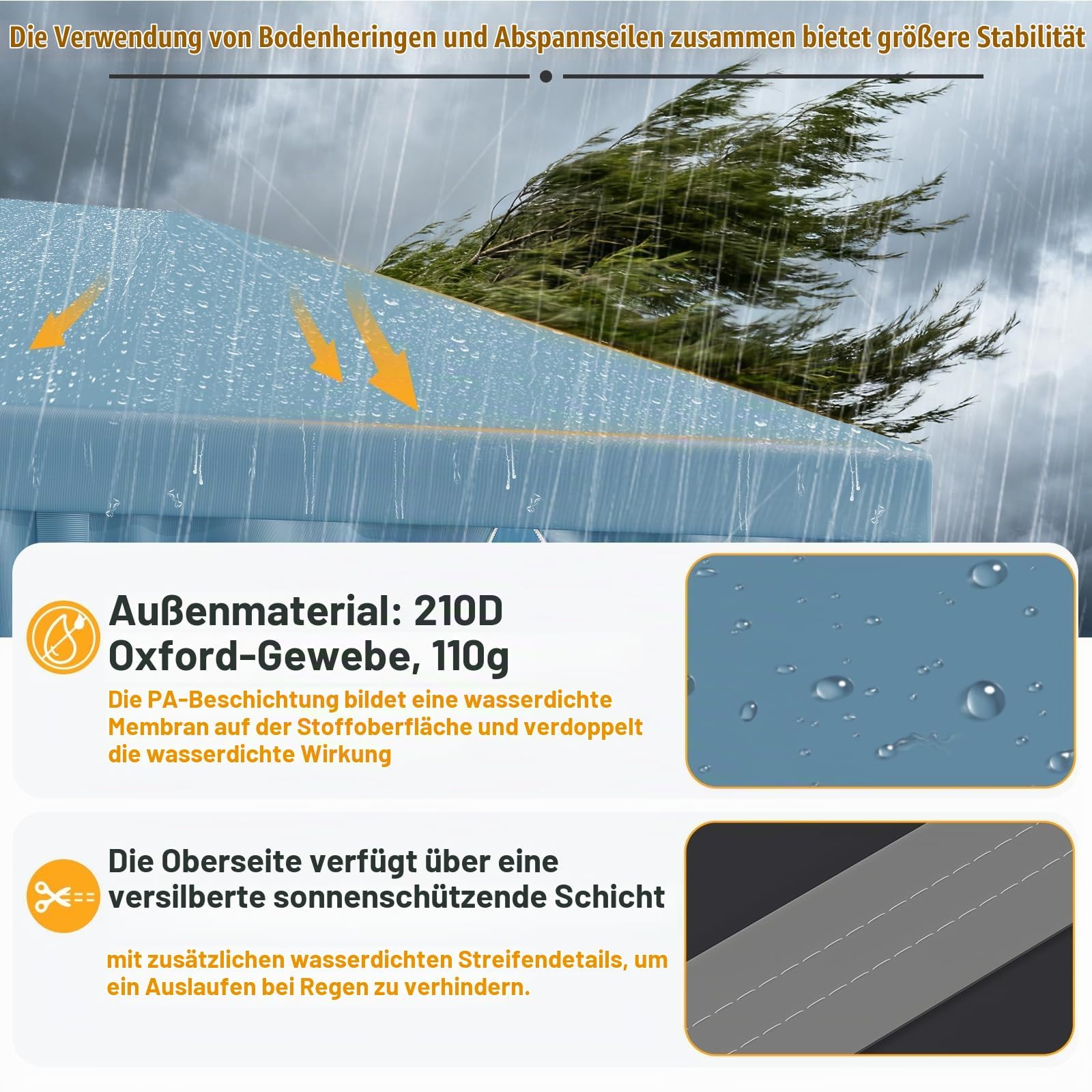 JUMMICO Pavillon 3x6 Wasserdicht Stabil Winterfest Höhe Verstellbar,Faltpavillon mit 6 Seitenwänden,Pavillion UV Schutz 50+,Gartenpavillon Faltzelt für Garten, Innenhof, Camping,Gazebo Blue