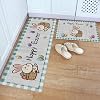 Cartoon Lovely Bunny Carrying Eggs in Basket Anti-Fatigue Rugs and Mats Set for Kitchen Floor, 2 Piece PVC Heavy Duty Standing Area Runner Mat Wood Grain Home Decor Carpet
