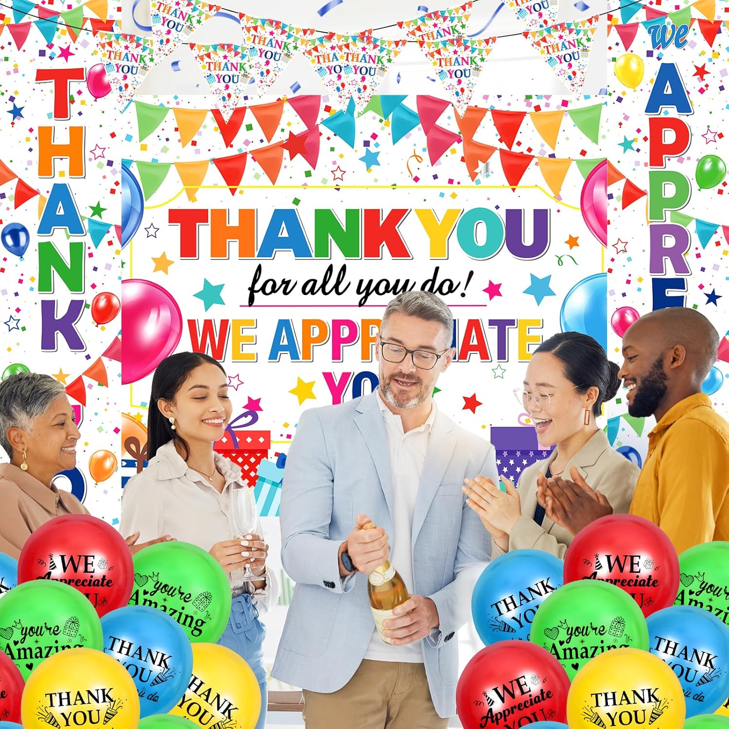 We Appreciate You Decorations Colorful Thank You Banner Pastor Employee Appreciation Decorations Balloons Thank You For All You Do Backdrop Staff Appreciation Gifts Teacher Nurse Appreciation Party