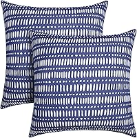 CASAJOY Pack of 2 18x18 Waterproof Outdoor Throw Pillows with Inserts - Pebble Dark Blue for Patio Garden Sofa