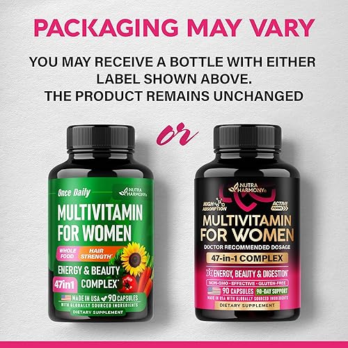 Miniatura 5 de Multivitamínico para mujer - Complejo B | Alimentos integrales | Apoyo al crecimiento del cabello | Digestión y metabolismo | Hierro -