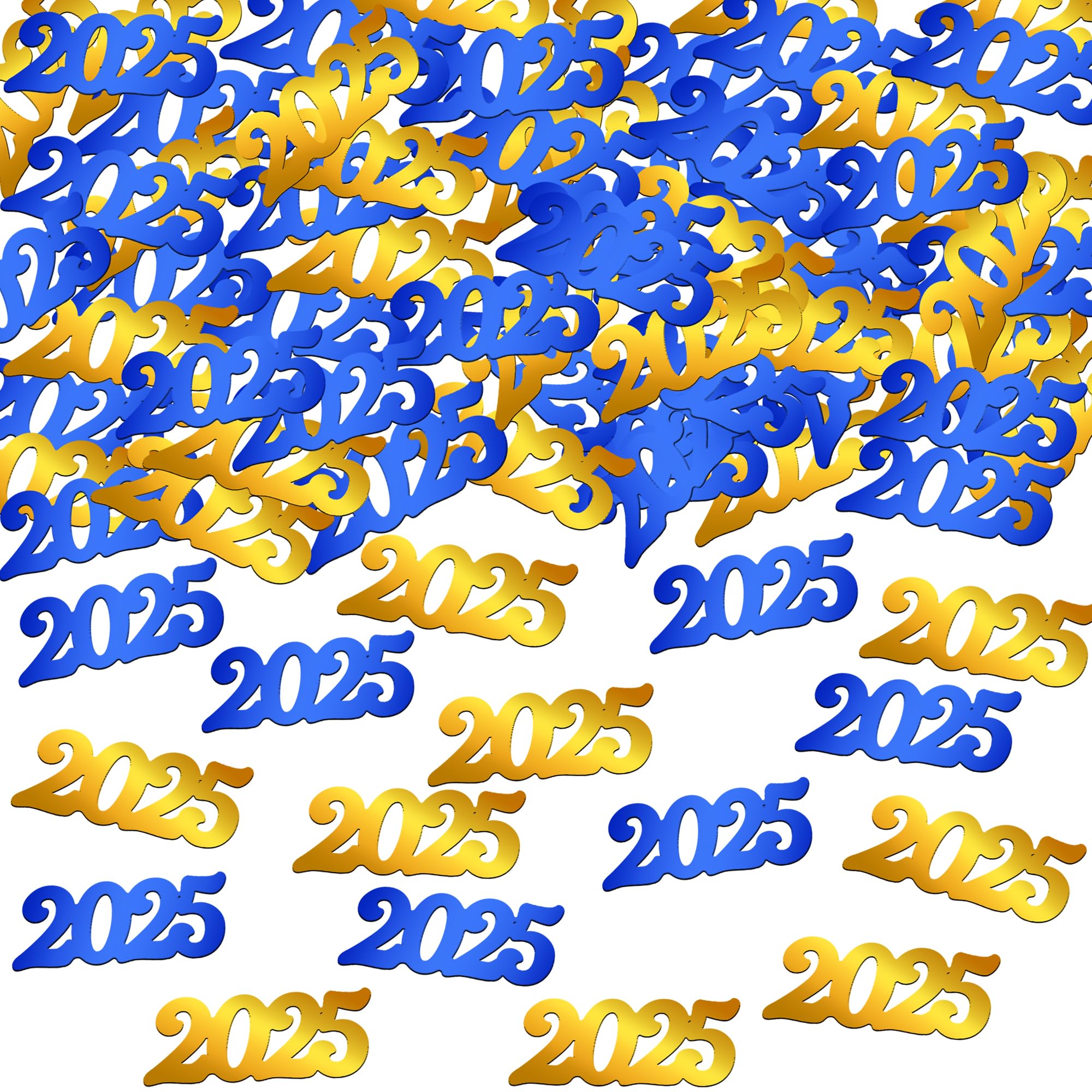 KatchOn, Blue and Gold 2025 Graduation Confetti - Pack of 500 | 2025 Grad Confetti for Blue and Gold Graduation Decorations 2025 | Class of 2025