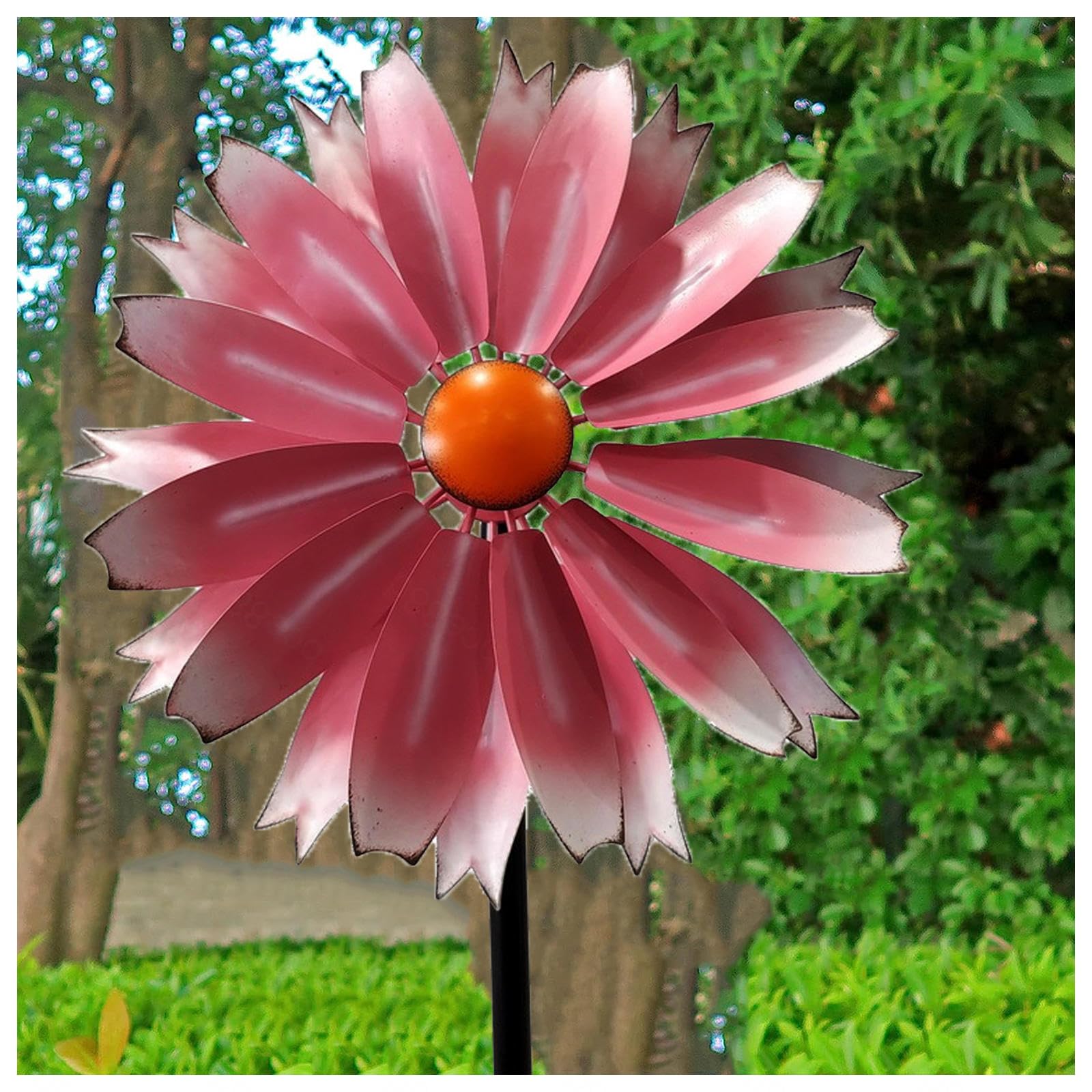 Windrad Garten Metall Groß 149cm WindräDer Aus Metall XXL WindmüHle Garten FüR Terrasse Und Garten,Pink