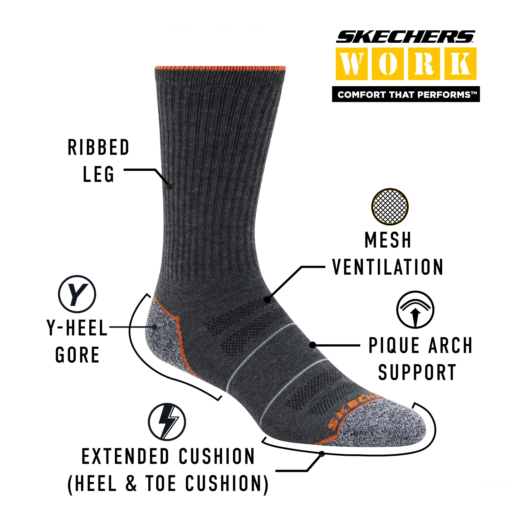 Skechers skarpety Mężczyźni 6 Pack Work Crew Socks