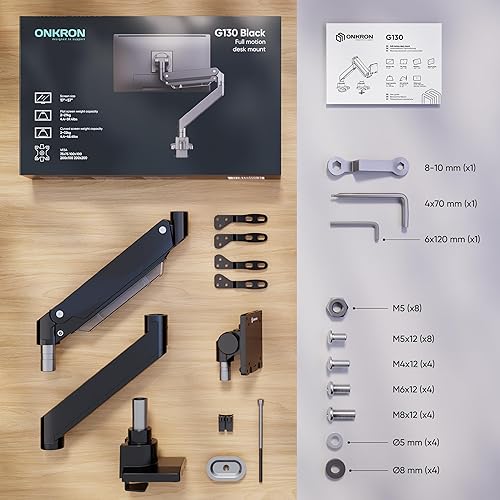 Miniatura 7 de ONKRON Brazo de monitor resistente para pantalla de 17-57 pulgadas de hasta 59.4 libras, soporte de monitor ultraancho con resorte de gas, VESA