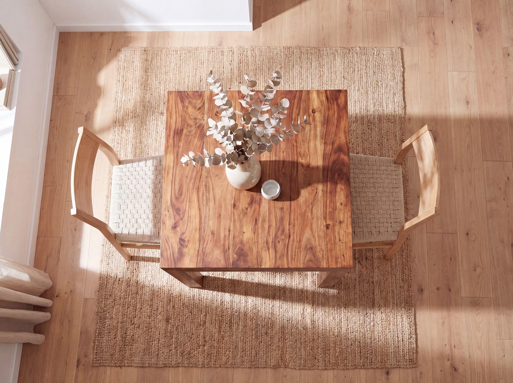 FineBuy Esstisch quadratisch 80 cm Sheesham Massivholz – Quadratischer Holztisch massiv, Design Esszimmertisch Naturholz, Küchentisch Echtholz für 4 Personen Bistrotisch