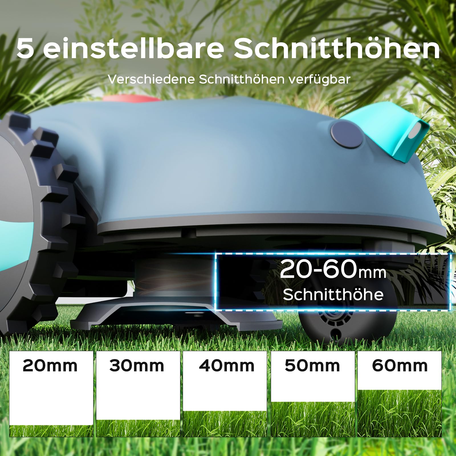YARDCARE V100 Mähroboter ohne Begrenzungskabel, mit Vision-Navigation, Hindernisvermeidung(150 Arten), 4,0 Ah Akku Rasenmäher Roboter, Rasenroboter mit Ersatzklingen, Geeignet für kleine Gärten