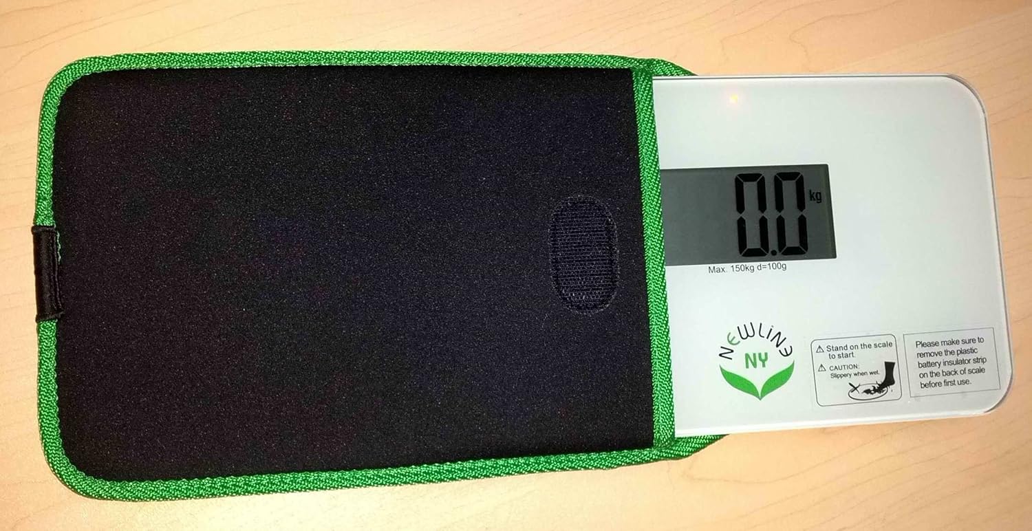 NewlineNY Step-on Super Mini Smallest Travel Bathroom Scale with Protection Sleeve: SBB0638SM-WH(White)+S001MG