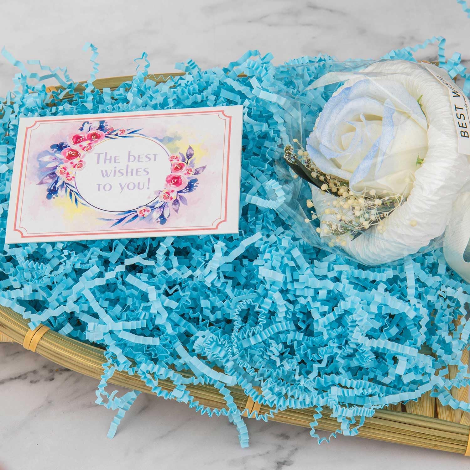 Caonysh 8.5oz Crinkle Paper Filler for Gift Baskets Gift Boxes(Blue) image 3