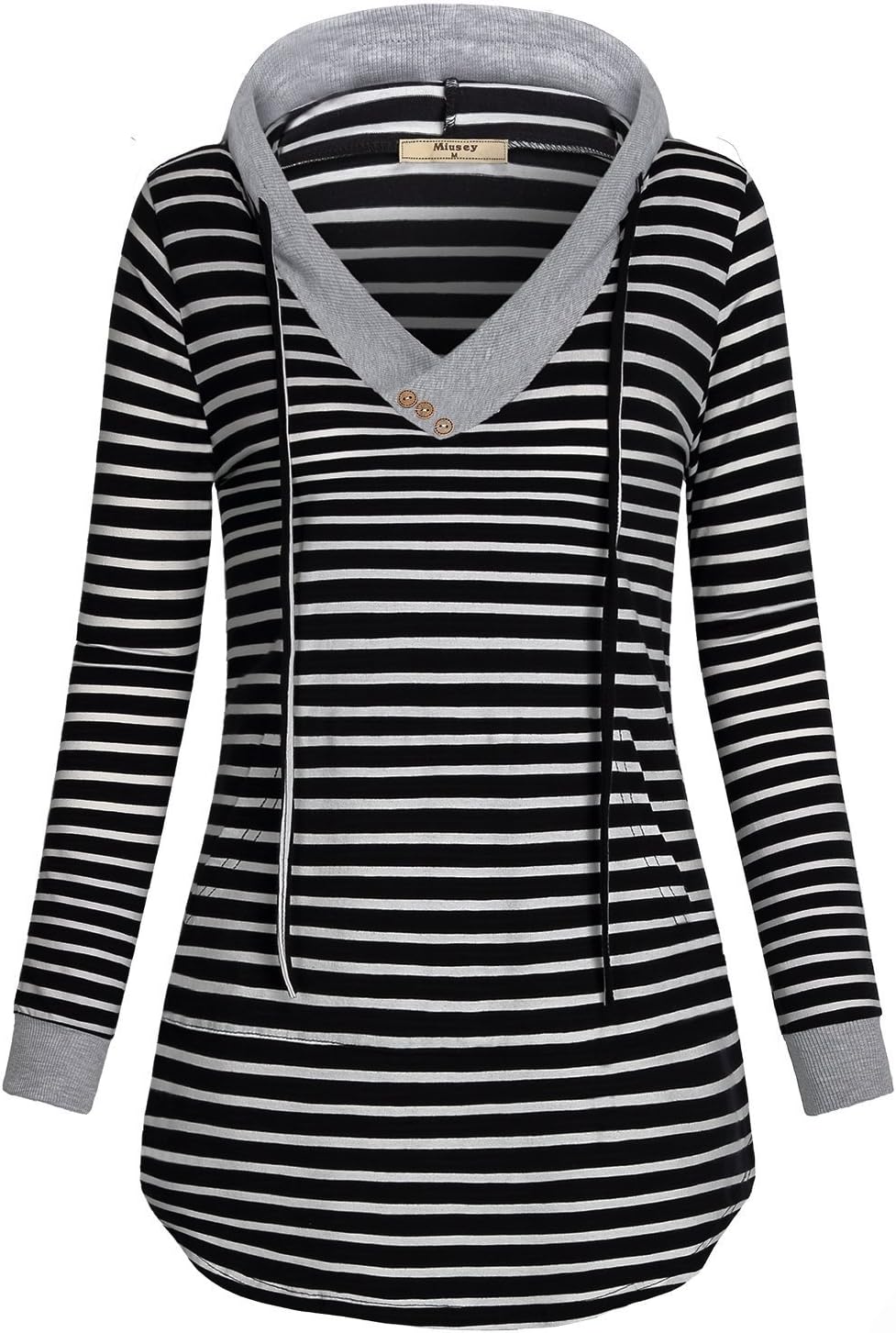 MiuseyWomens Cowl Neck Long Sleeve Pullover Tunic Sweatshirts with Pocket
