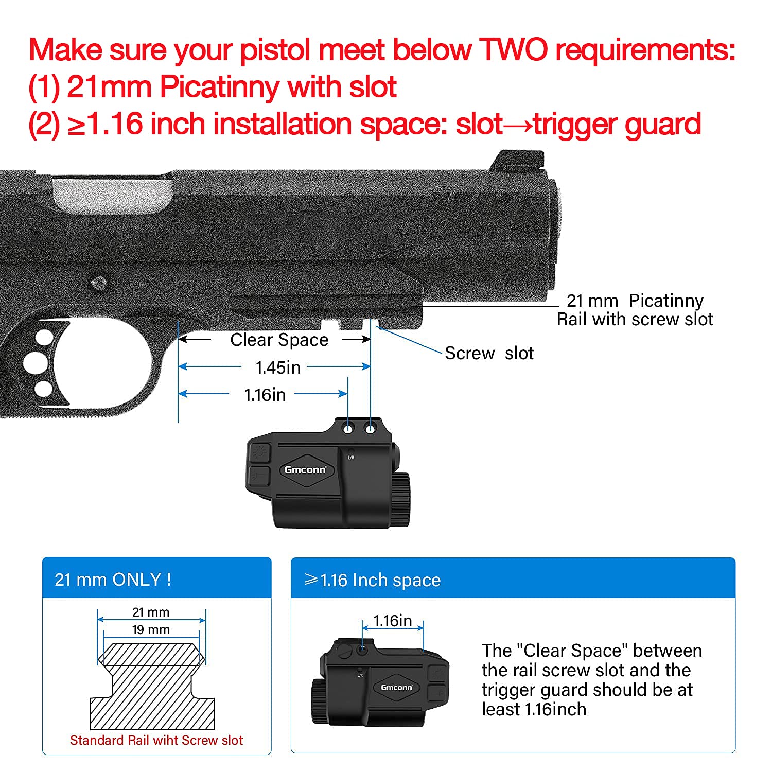 Gmconn Tactical Gun Light and Green Laser Sight Combo 650 Lumens