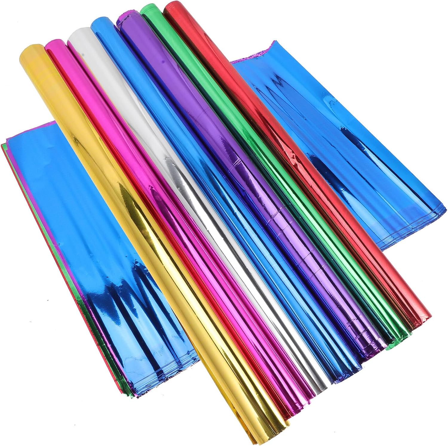 Hemoton Glossy Colored Wrap Paper 70 Sheets Set (seven Colors × 10 Sheets) Festival Wrapping Paper for Birthday, Christmas Presents, DIY Handicraft and Box Packing Supplies