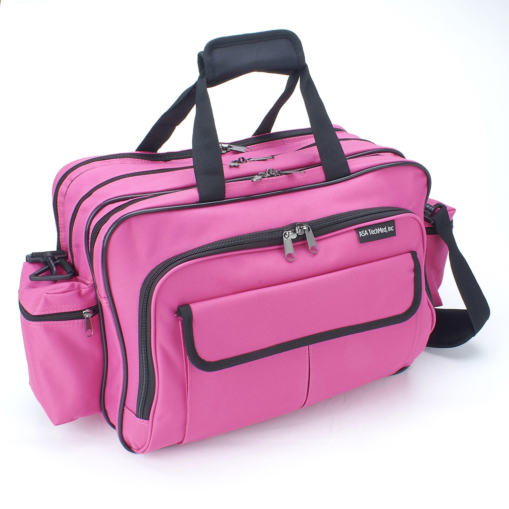 ASA TECHMED Bolsa de lactancia con compartimentos, bolsa de hombro duradera para equipos médicos, enfermeras, médicos, EMT, múltiples bolsillos, nailon reforzado, correas ajustables (rosa)