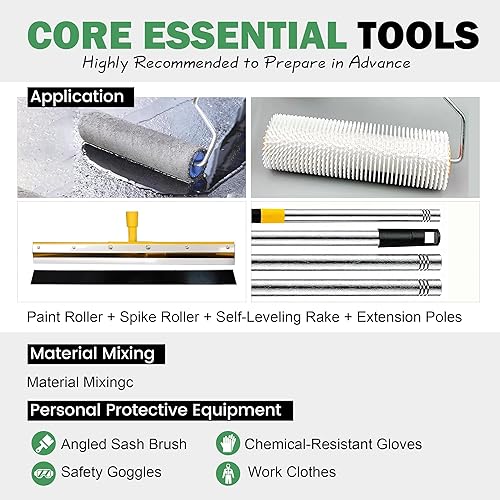 Miniatura 7 de Pintura epoxi autonivelante para piso, pintura de suelo de arena epoxi para hormigón, fácil de verter y enrollar para impermeabilizar y renovar