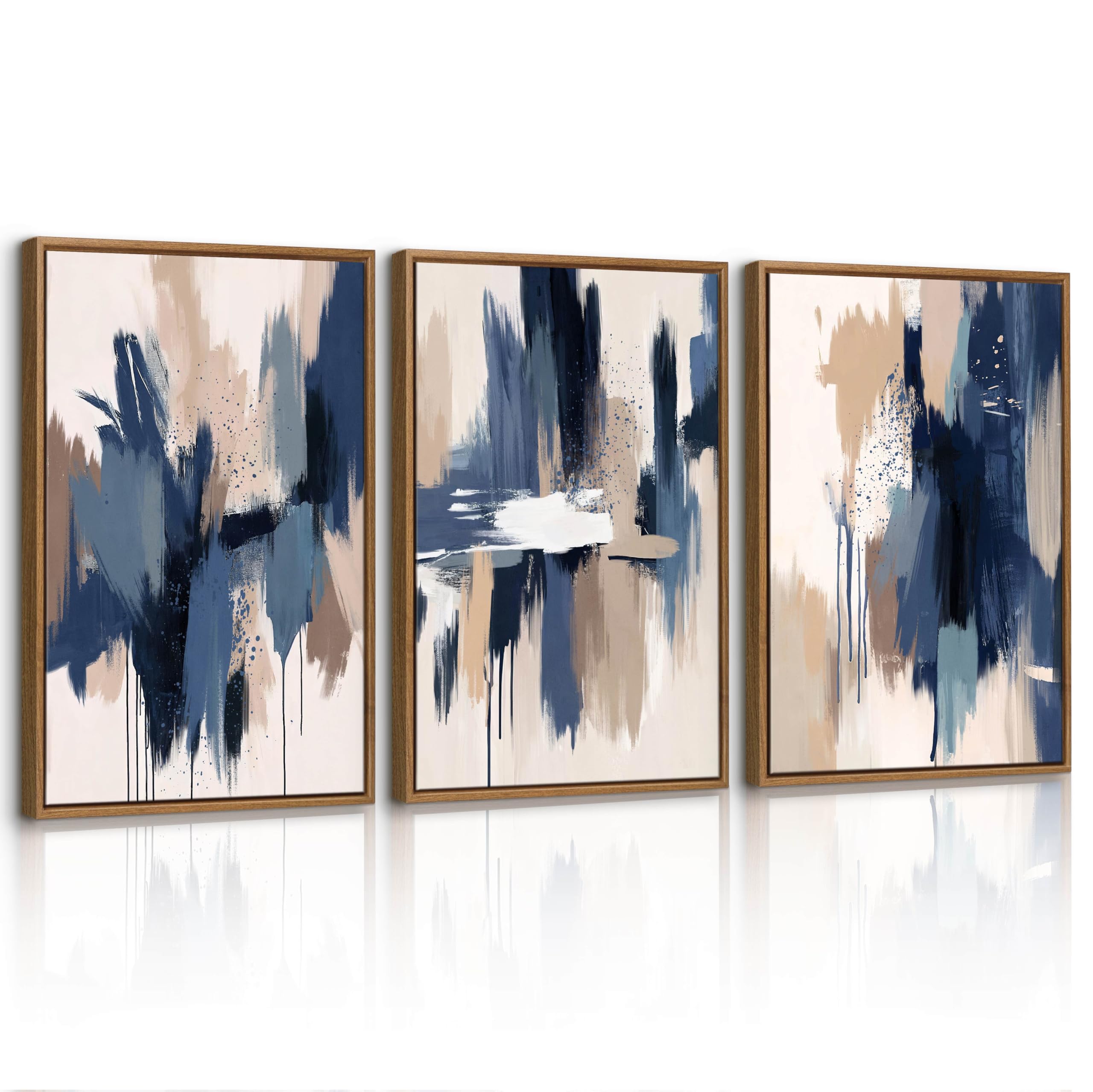 3 Pcs Vintage Kitchenware in Storage Jars Framed Canvas Wall Art for Dining Room, Spatula Soup Ladle Whisk Canvas Painting Kitchen Blue Brown Watercolor Pictures Artwork Decor for Restaurant 40X60cmX3 — image 1