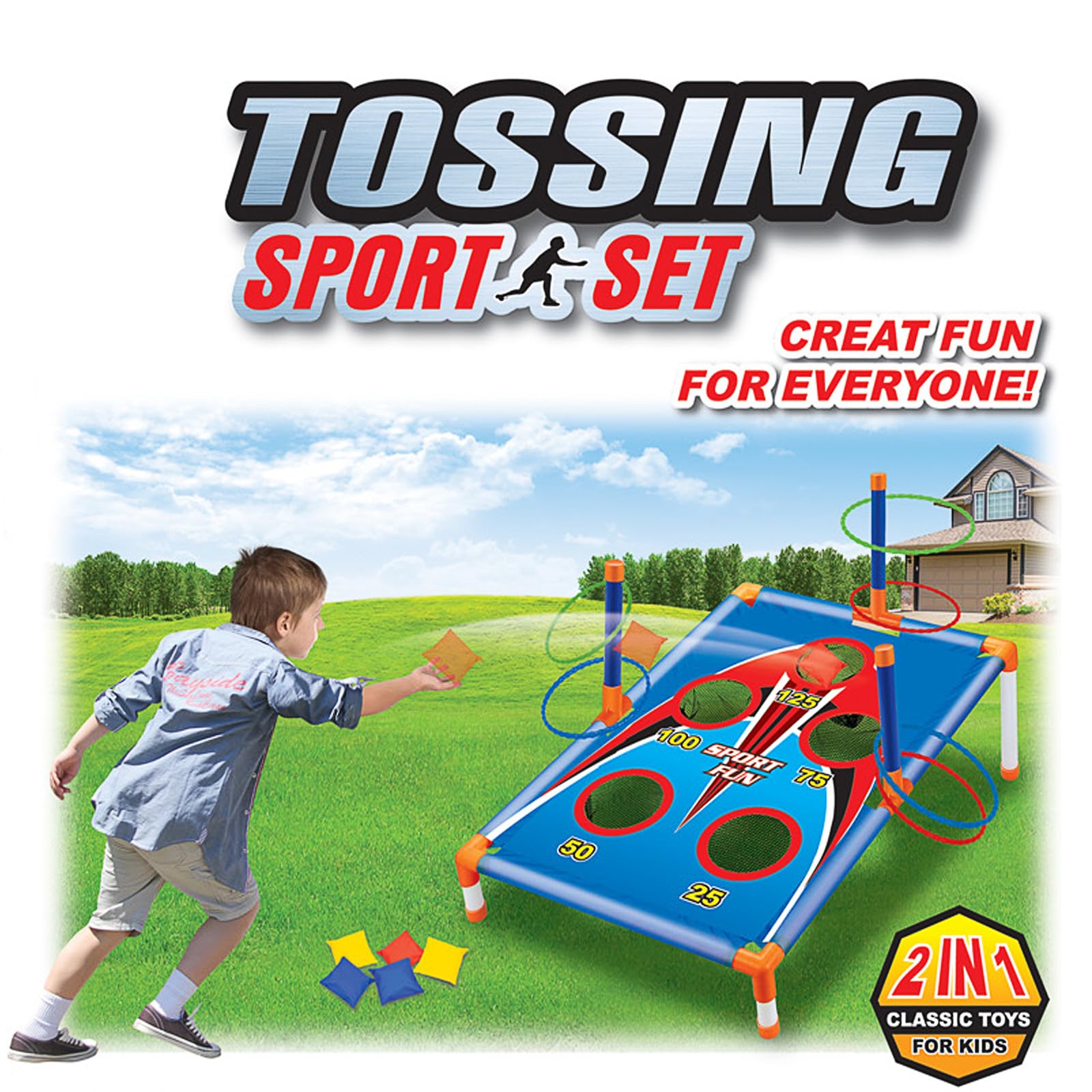 Bean Bag Toss Game for Kids, Kids Cornhole,with 6 Sandbags 6 Rings,Suitable for Children Aged 3-8,Portable Indoor and Outdoor Bean Bag Toss Game Set Gift - Image 2