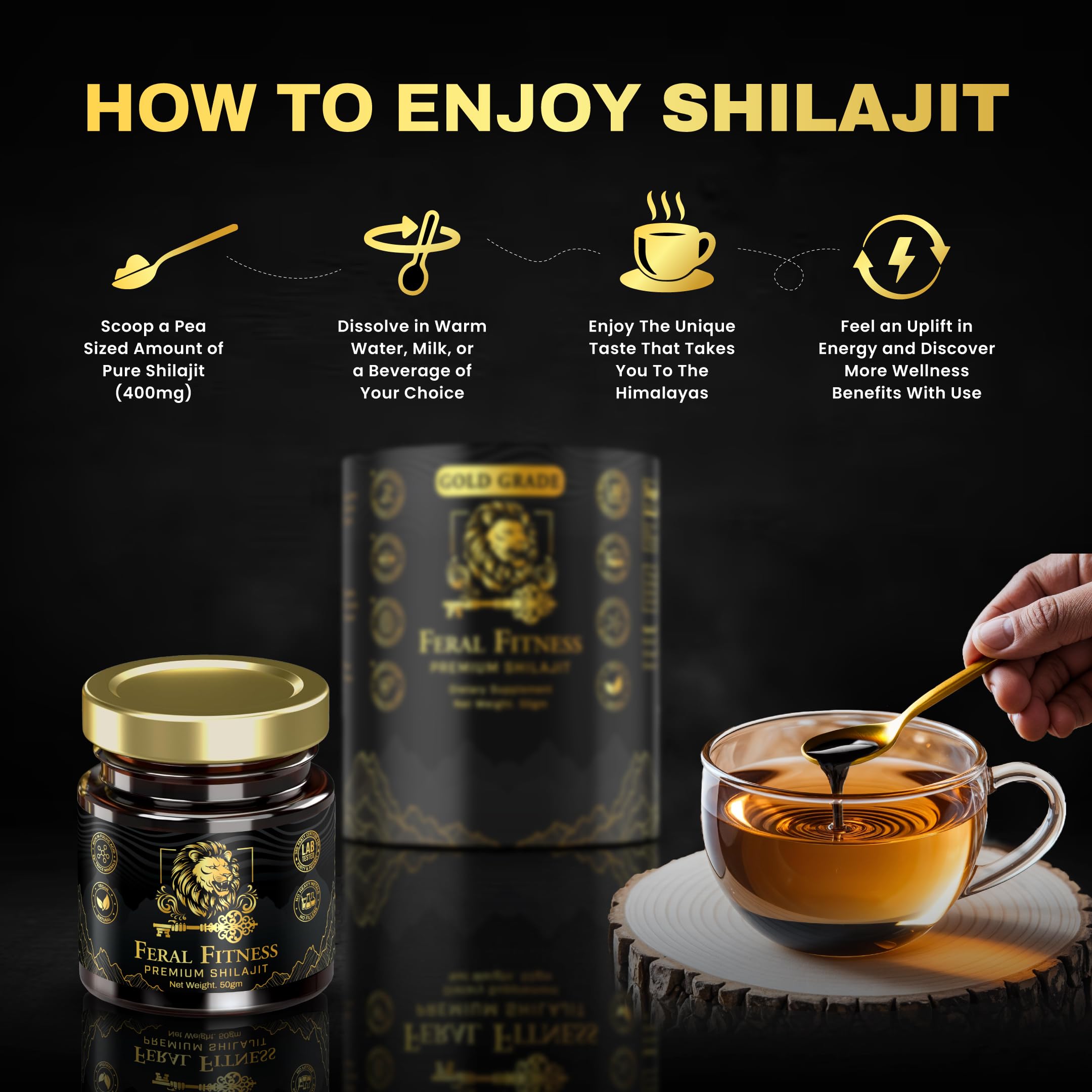 50g | Lab Tested in the USA | 100% Pure Himalayan Shilajit Resin - Gold Grade | 85+ Trace Minerals & Fulvic Acid | Supports Energy, Stamina, Focus & Vitality for Men & Women | Glass Jar (125 Servings) — Amazon image 6