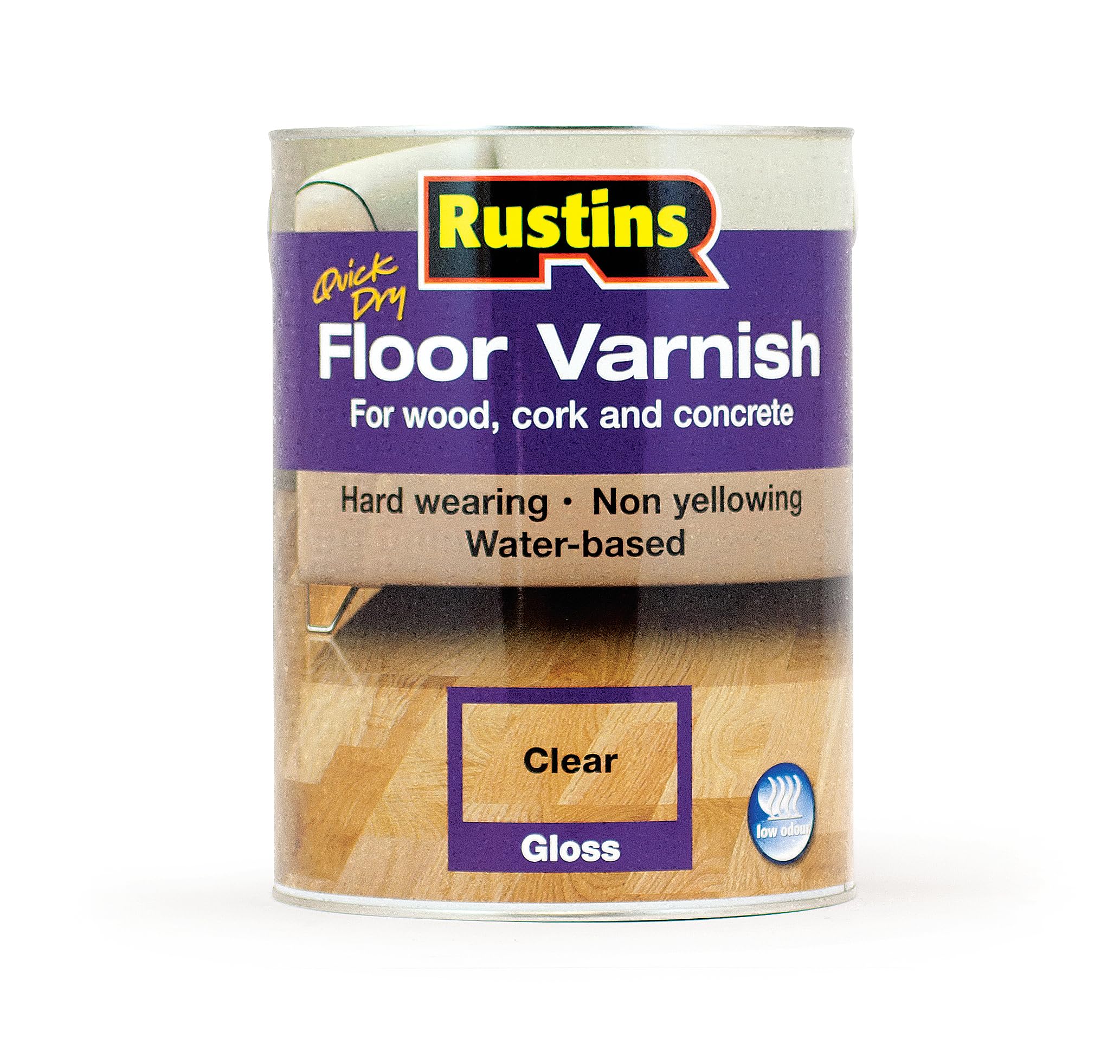 Rustins Floor Varnish Gloss Clear 5Ltr - Water Resistant - Quick Drying - Hard Wearing