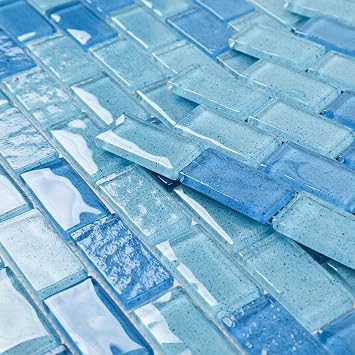 Pool Tile Glass Mosaic Backsplash Light Blue 12 Inch 5 sq.ft.