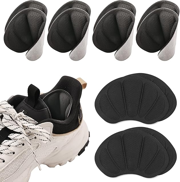 6 Pairs Heel Grips Heel Liner Shoe Inserts Self-Adhesive Heel Cushion Anti-Slip Shoe Pads Sport Shoes Heel Blister Protectors for Loose Shoes Too Big Ladies Women Men (Black)