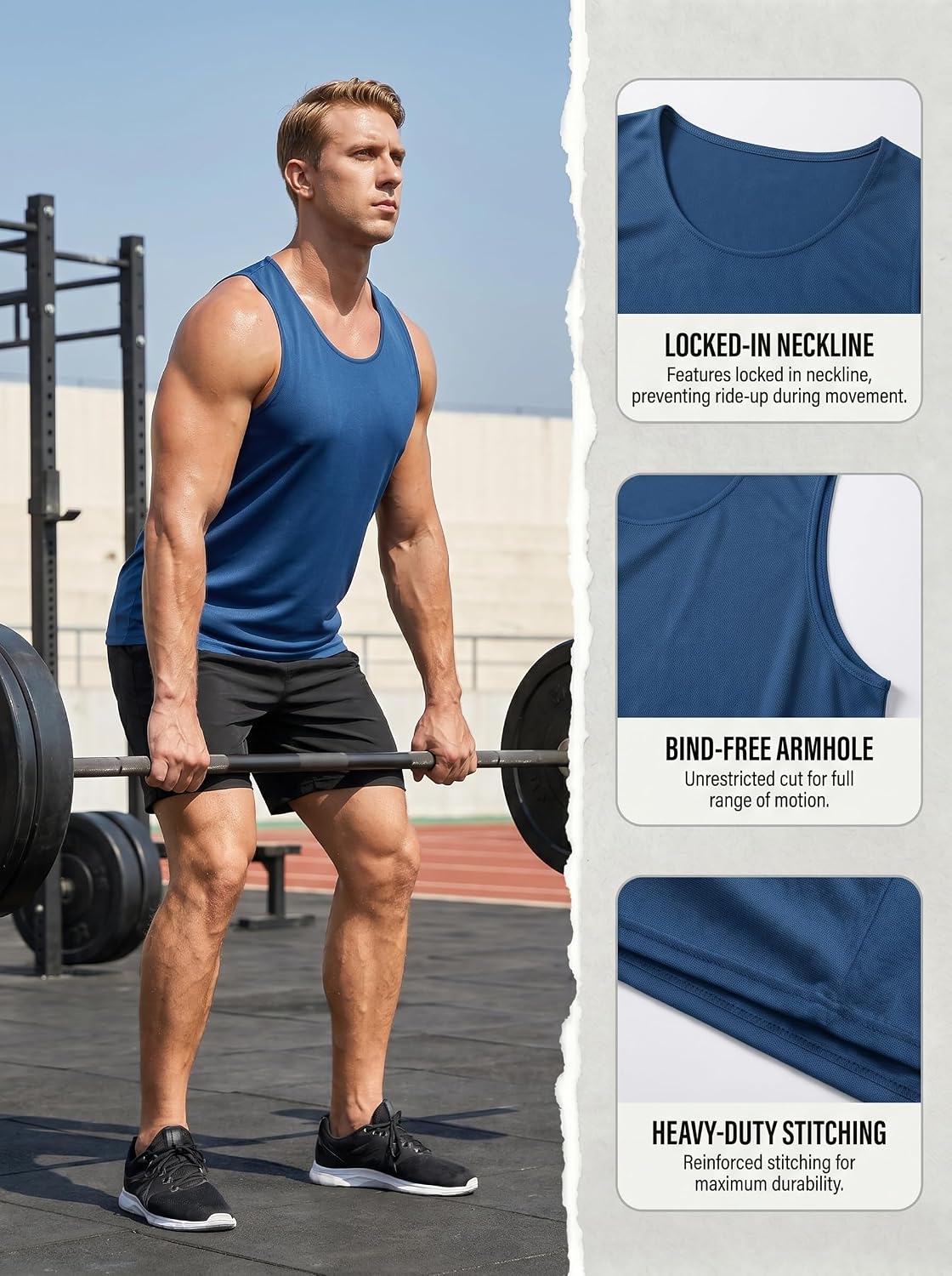 4 Pack Men’s Workout Tank Tops Mesh Sleeveless Shirts Quick Dry Athletic Muscle Gym Running Shirts