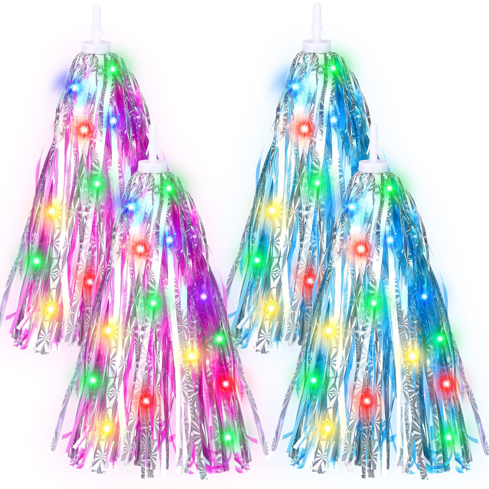4 piezas de luces LED para bicicleta, borlas, manillar de bicicleta para niños, accesorios iluminados con borlas para niñas y niños