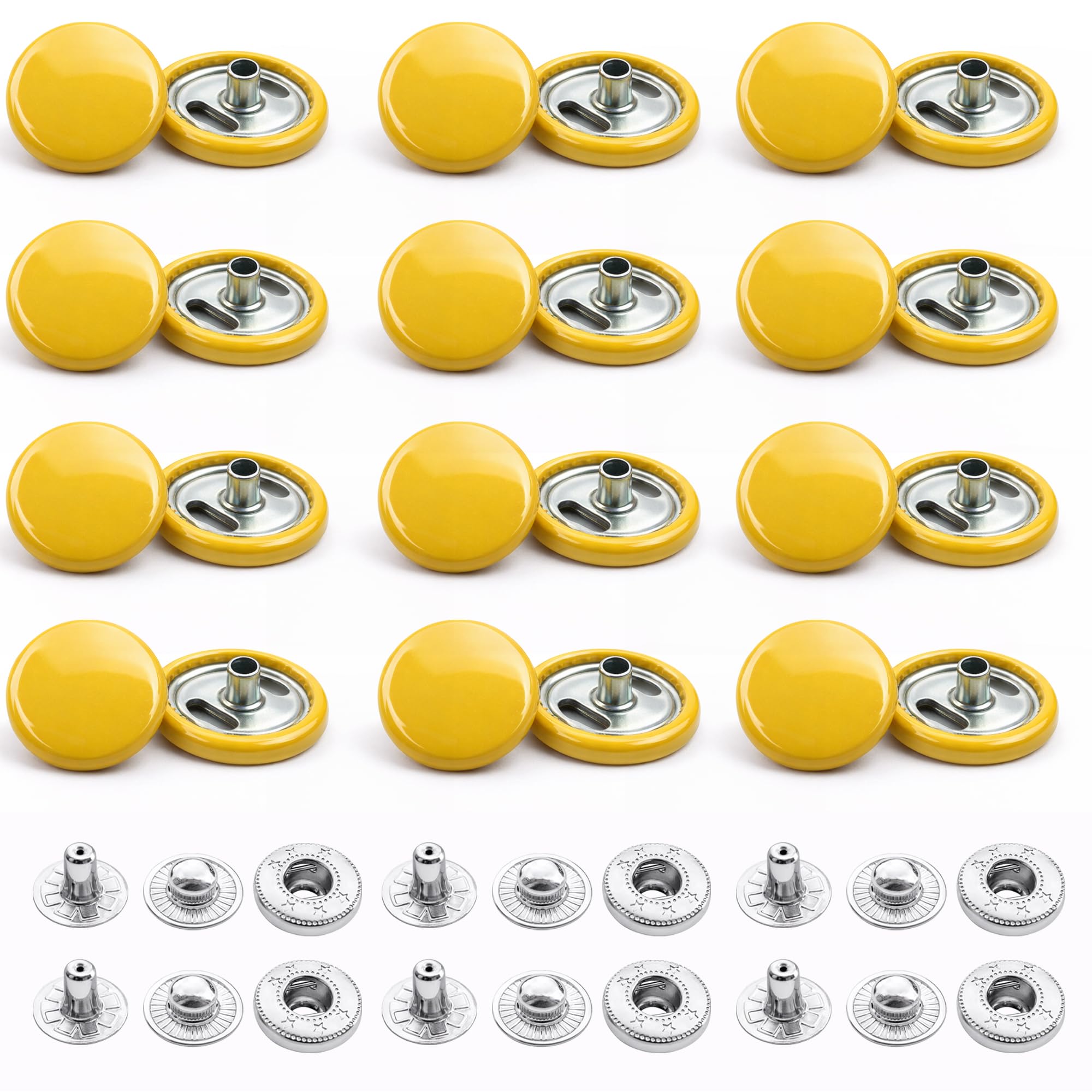Boutons pression S de 15mm Trimming Shop en métal jaune pour vos projets de maroquinerie