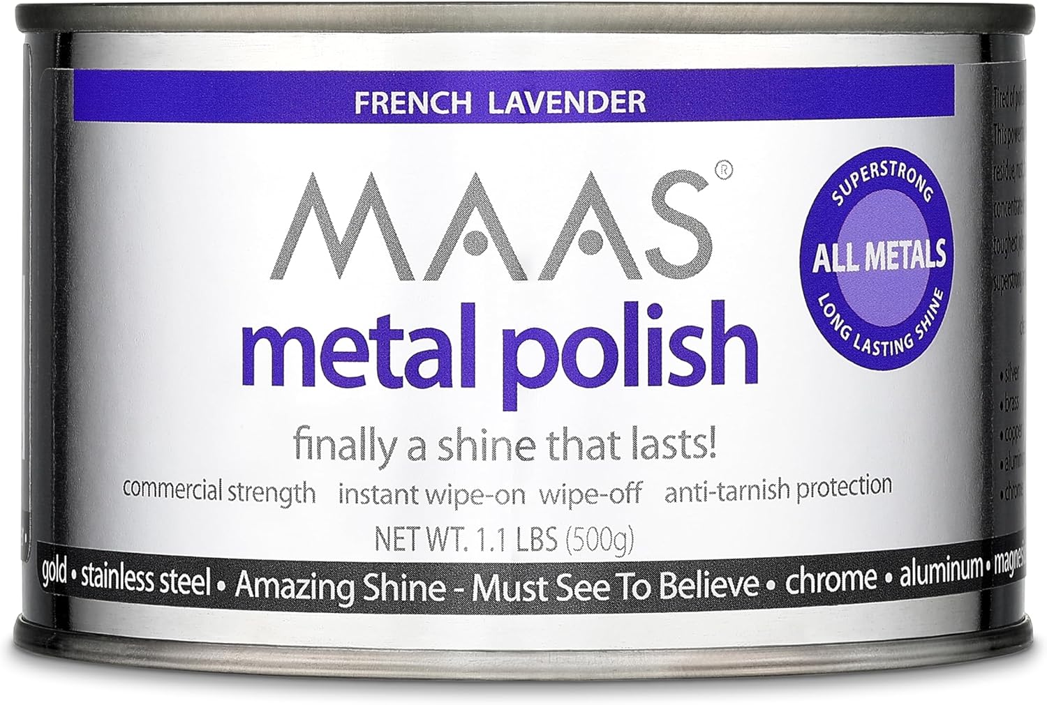 MAAS Metal Polish 1.1lb Can, Universal Metal Cleaner for