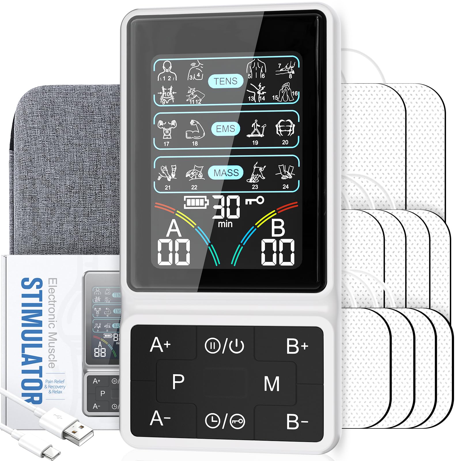 FDA Cleared TENS Unit Muscle Stimulator with HD Color Screen
