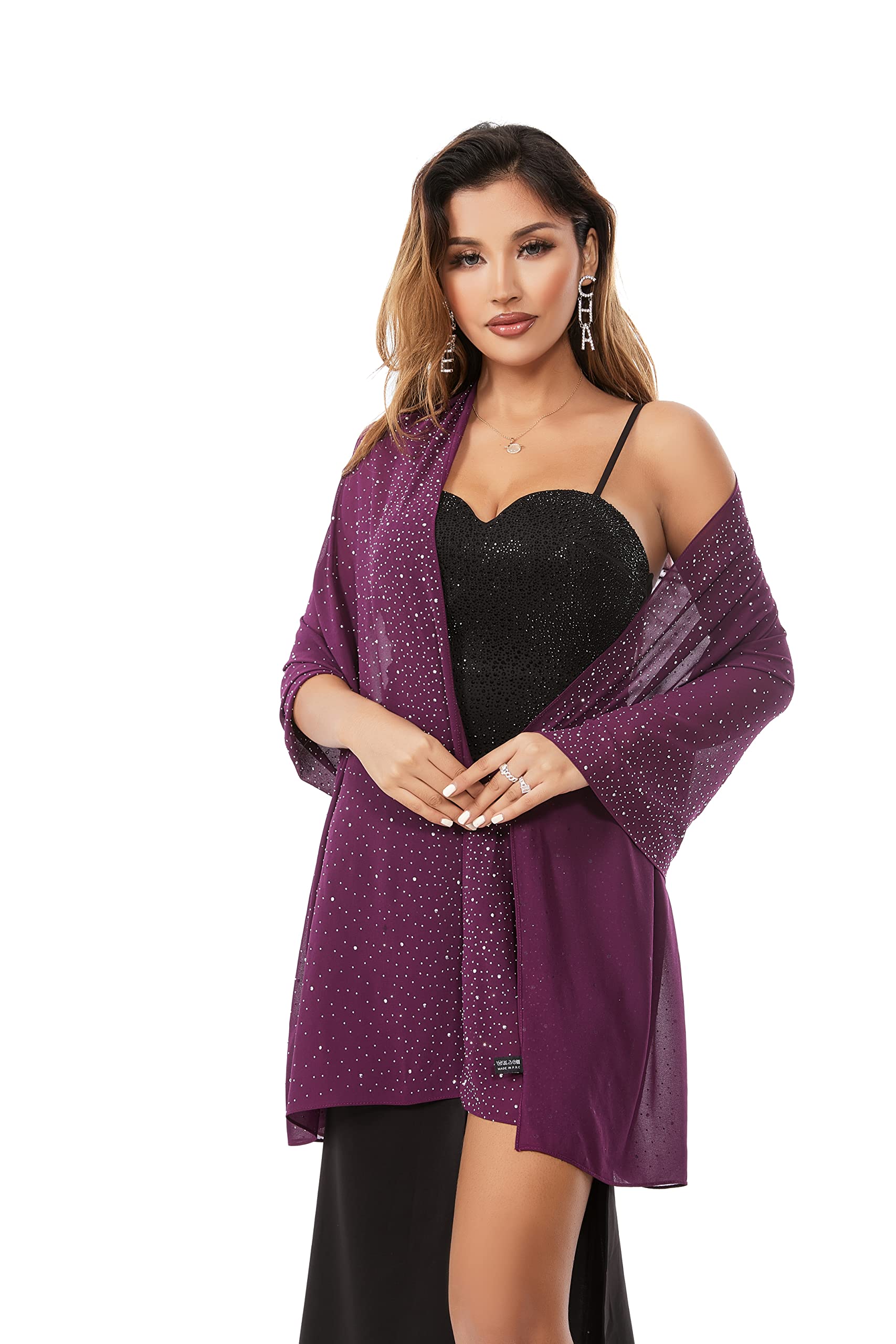 Écharpe de mariée en mousseline de soie transparente pour femme élégante douce et soyeuse