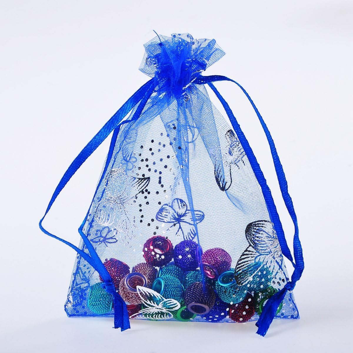 Tovip Wholesale 100PCS Organza Bag Butterfly Design Wedding Pouches Jewelry Packaging Bags (Dark Blue, 3.5x4.5 (9x12cm)) - Image 4