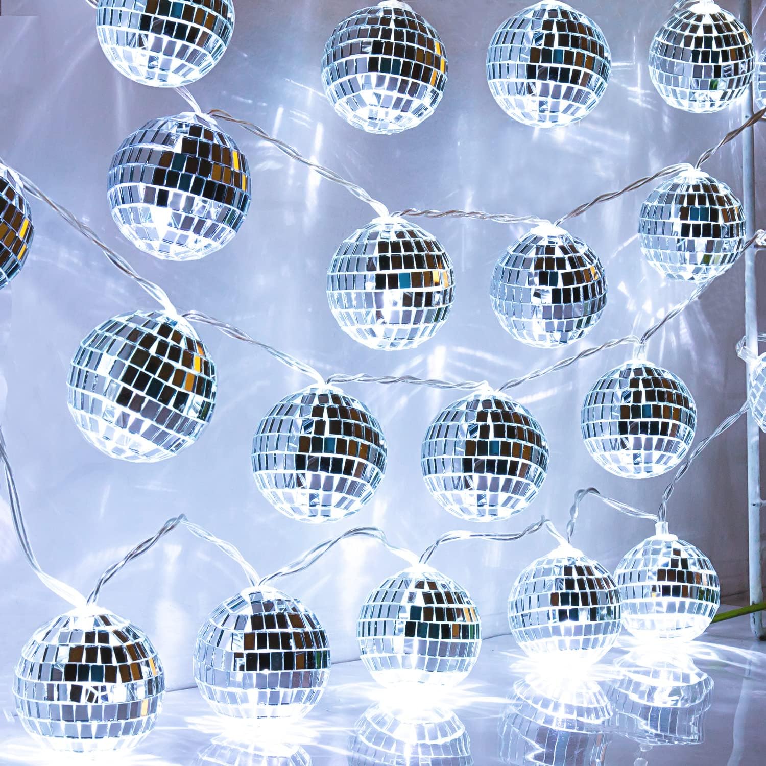 AceList 50 LED 16.4Ft Disco Ball String Light Battery