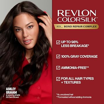 Revlon ColorSilk with Bond Repair Hair Color, 10 Black, 3pk