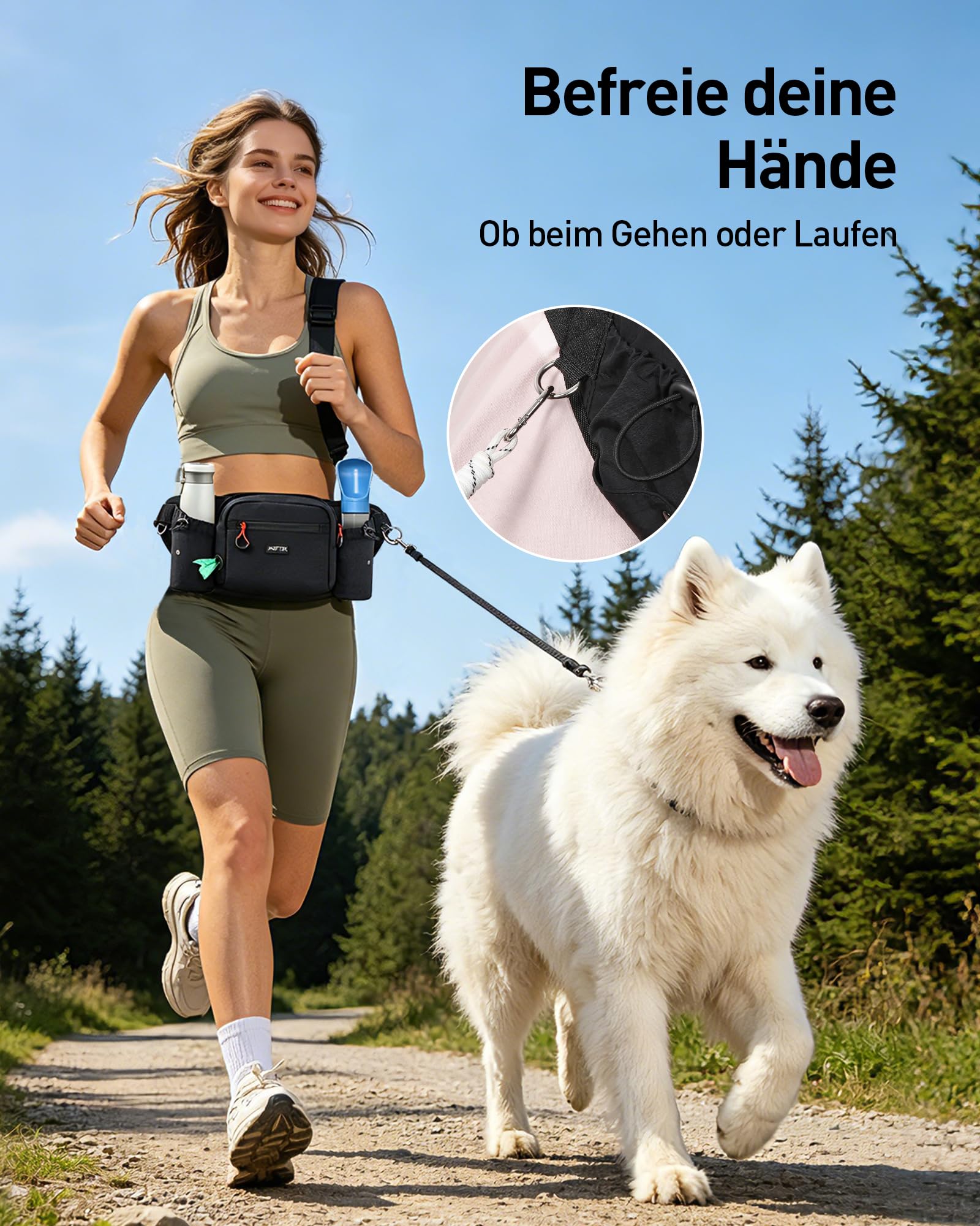 AGPTEK Bauchtasche mit Leckerli-Tasche, Futterbeutel Hunde, Leckerlibeutel für Hunde, leichte Gürteltasche Hüfttaschen für Hundespaziergänge, Reise, Wanderung und Outdoor-Aktivität