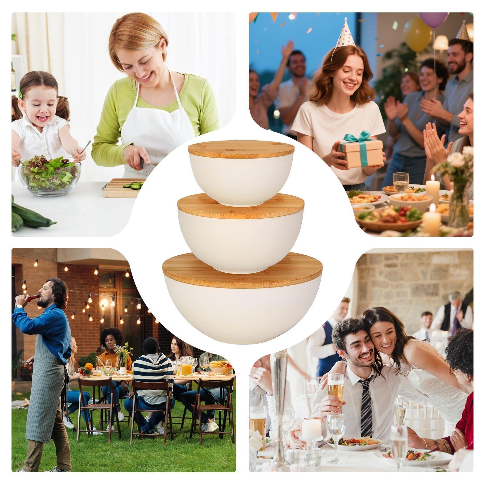 Boles Con Tapa Apilables para Preparación