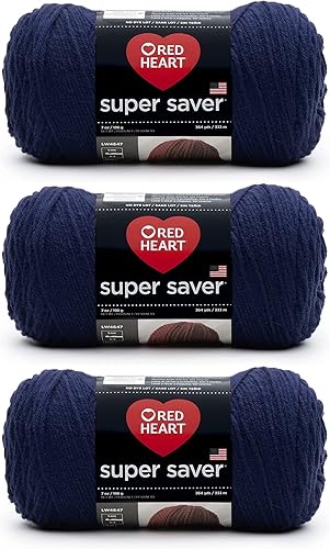 Red Heart Super Saver Soft Navy Yarn - 3 Pack