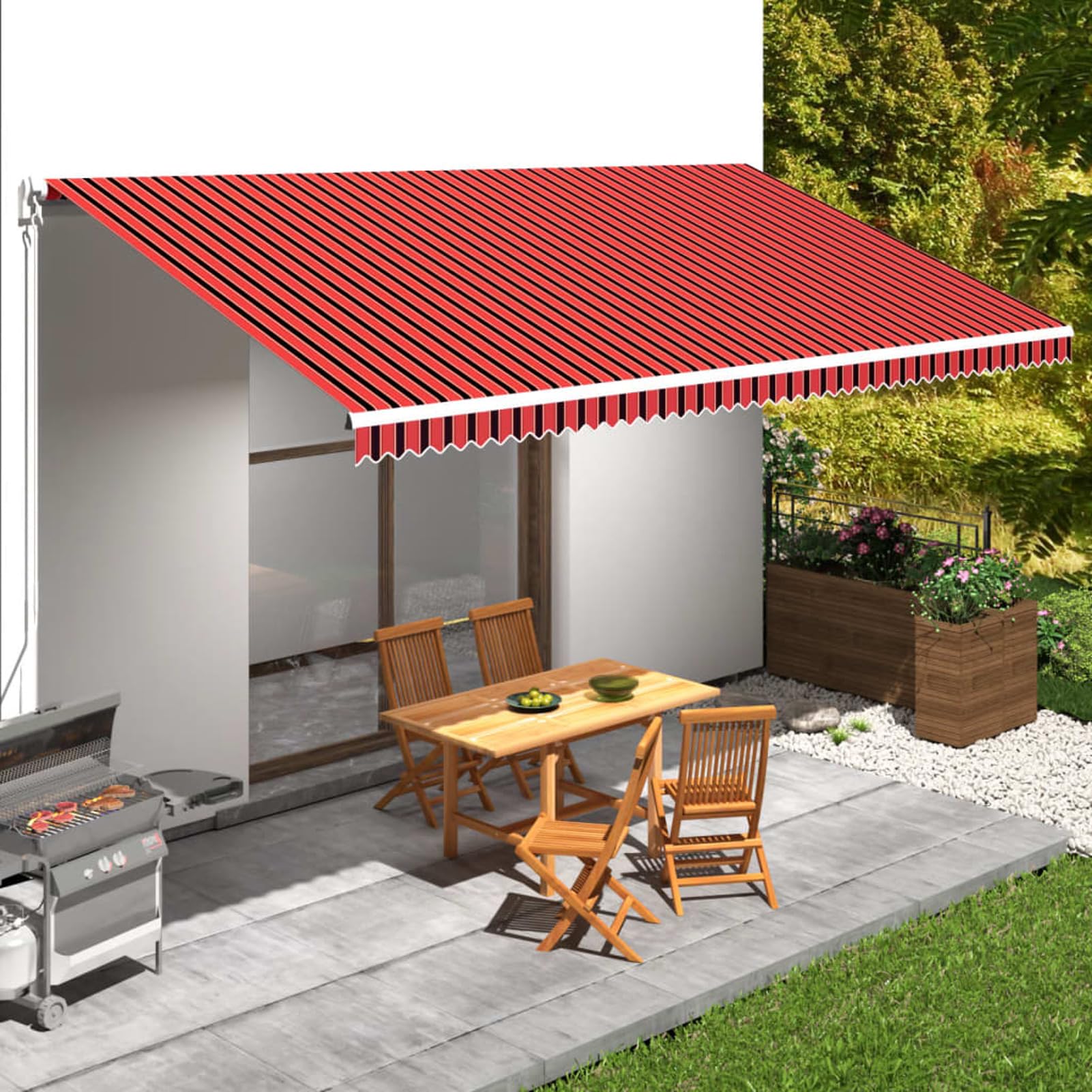 Homgoday Tenda da sole arancione e marrone, 600 x 300 cm, tenda da sole di ricambio per tenda da sole esterna, adatta per telaio della tenda da sole 600 x 300 cm (cornice non inclusa)