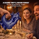 Glug Jug Bleu Cobalt Noir 1.5L Glugging en céramique en forme de poisson - Eau gorgante, vin, gin & Cocktail Pitcher, Cadeau en boîte, Conçu en Grande-Bretagne
