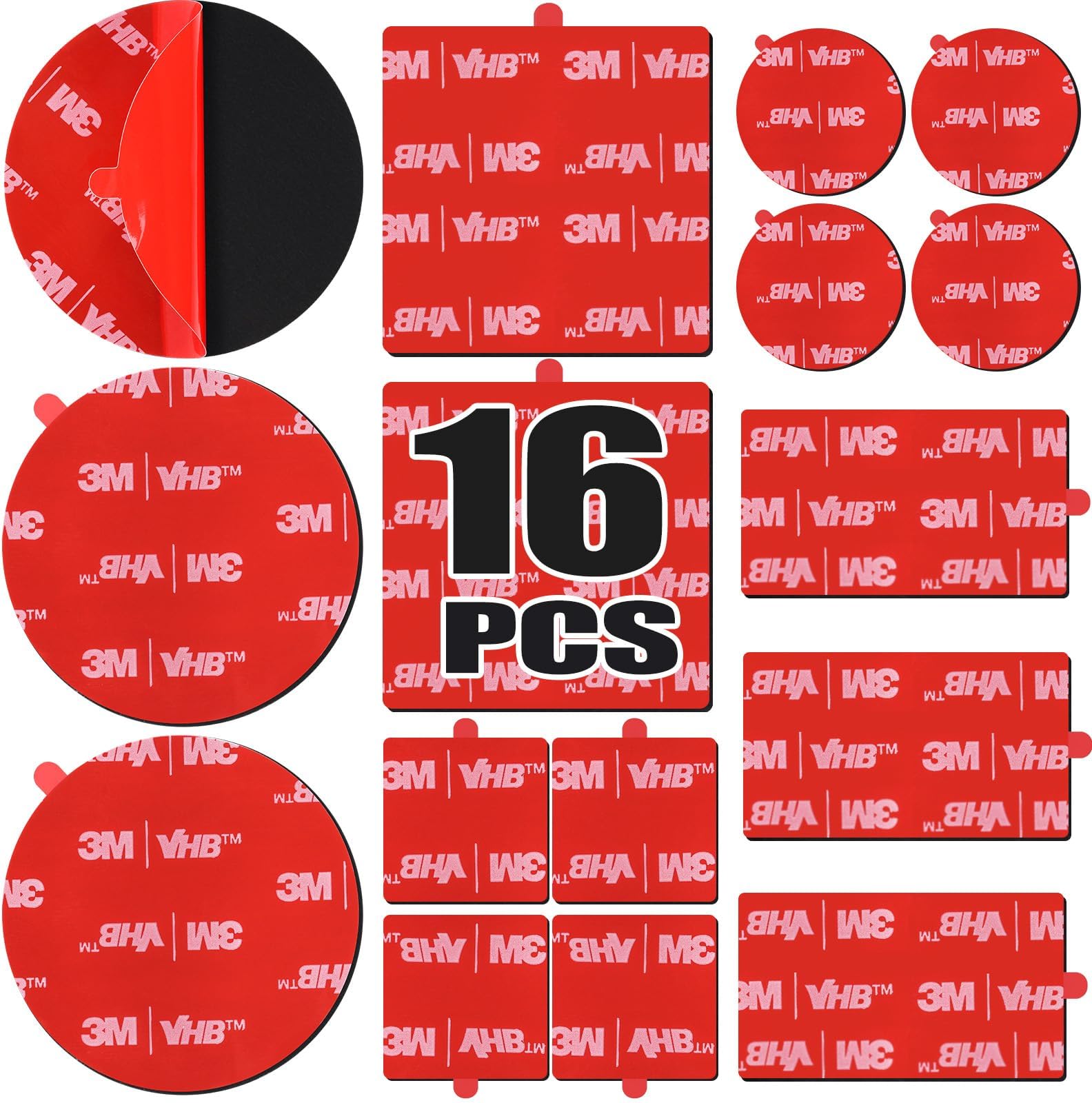 3M VHB 5952 Double Sided Heavy Duty Tape 1" and 2" Square, Rectangle, Round, Waterproof, Heat Resistant, Perfect for Car, Home Decoration, Outdoor Use