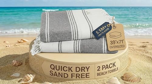 Vista 66 de LANE LINEN Toalla de Playa Paquete de 4, Toallas de Playa de Gran Tamaño para Adultos, Toallas de Playa Ligeras de Viaje, Prelavadas para una