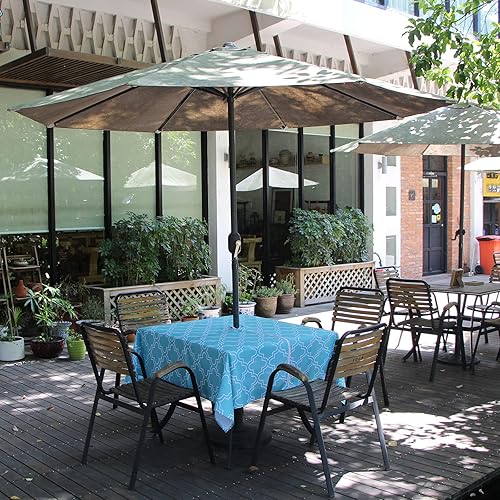 Miniatura 2 de Hipinger Mantel rectangular de vinilo con cremallera y agujero para paraguas, resistente al aceite al agua, resistente a las manchas, para fiestas,