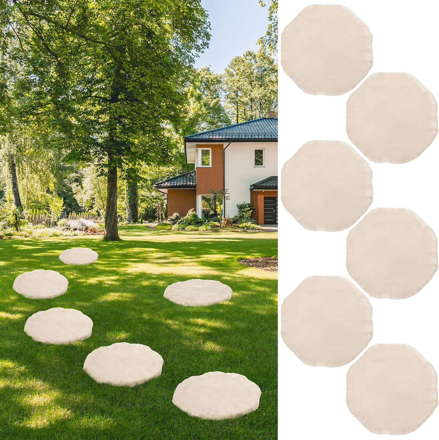 Wiwiqing 6-Pack 15.5" Octagon Resin Garden Stepping Stones with 30 Ground Stakes - Durable Outdoor Pathway Pavers for Lawn Walkway Yard