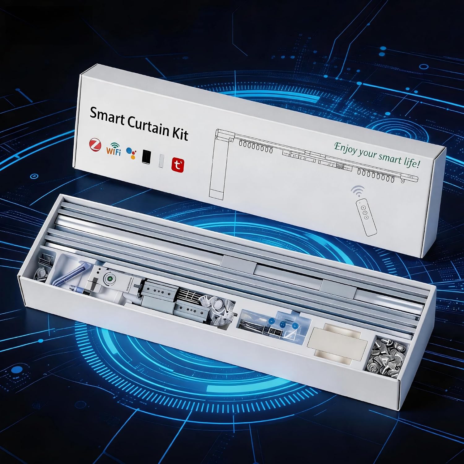 Smart Curtains, Universal Electric Curtain Accessories Installation Kit, Aluminum Alloy Thickened Silent Track 244.1''(6.2m), Including a Complete Set of Accessories, Excluding Curtain Motor 8 817bR2WRmcL. AC SL1500